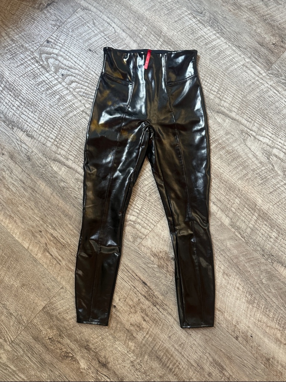 SPANX High-Waist Black Faux-Leather Leggings